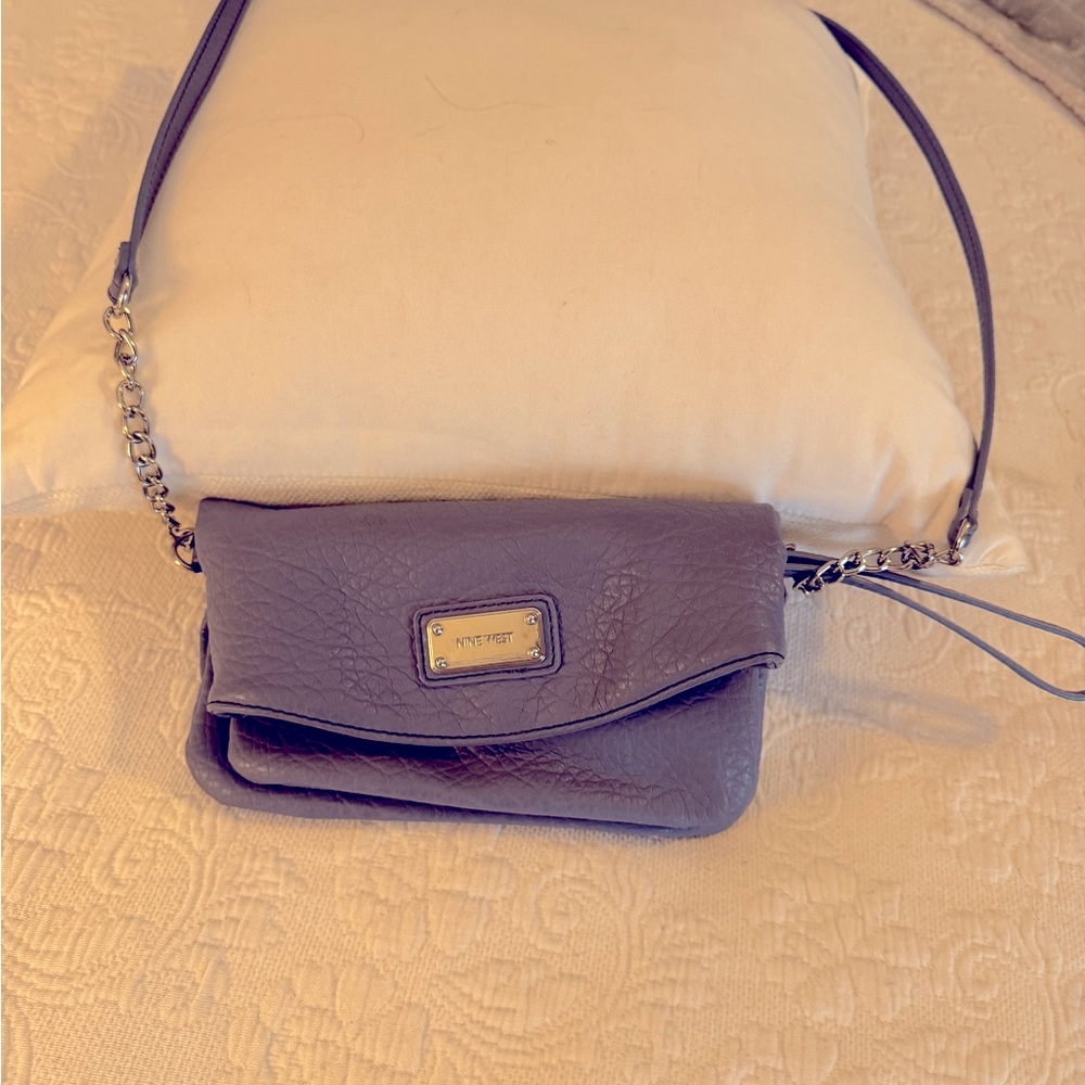 Nine West Medium Blue/Silver convertible clutch wristlet Cross Body Bag